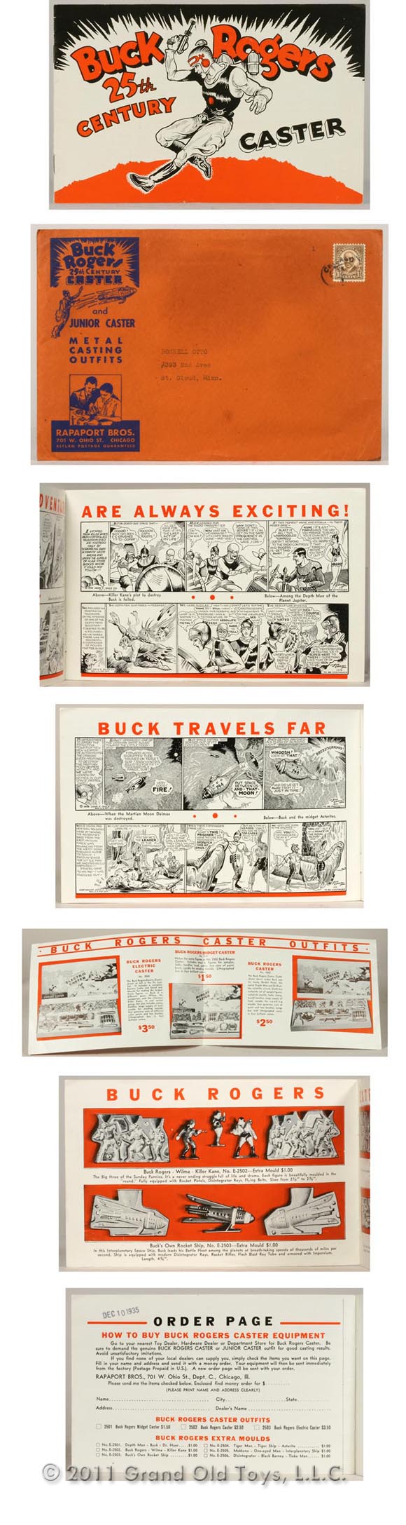 1935 Buck Rogers Caster Catalogs with Original Illustrated Envelope
