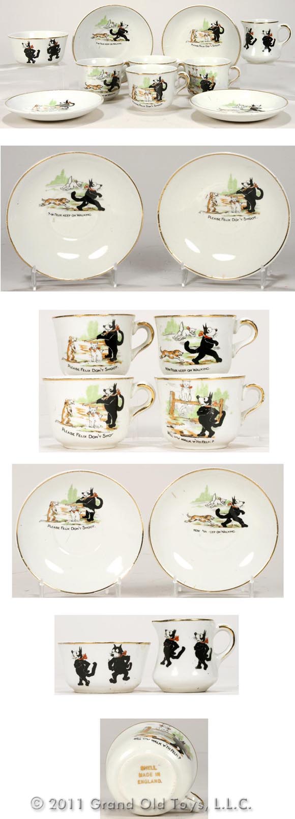c.1925 Felix The Cat Childrens 10pc English Porcelain Tea Set