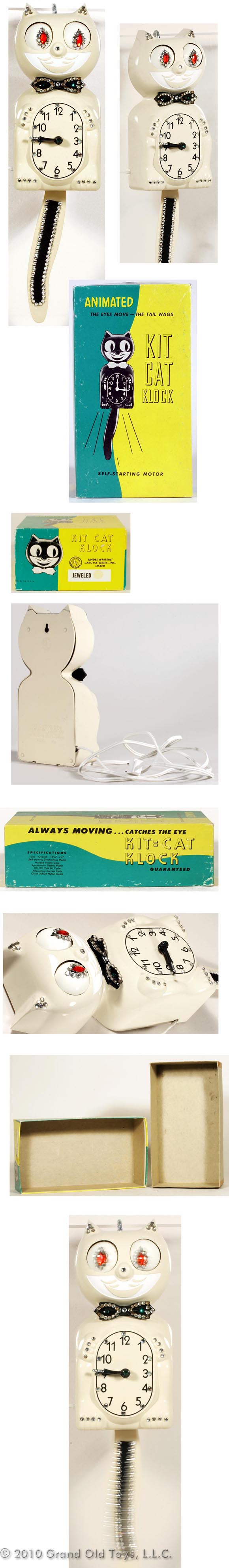c.1952 Animated Jeweled Kit Cat Klock In Original Box