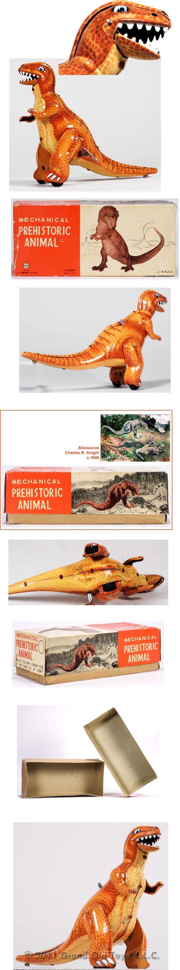 1961 Linemar Mechanical Prehistoric Animal Allosaurus In Original Box