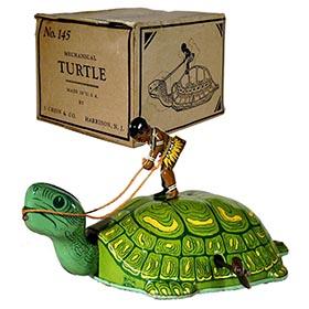 c.1939 Chein, No.145 Mechanical Turtle (Green) in Original Box