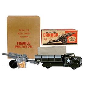 1955 Marx, #1899 Military Transport Truck with Howitzer Cannon Set in Original Box