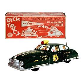 1949, Marx, Dick Tracy Siren Squad Car with Electric Flashing Light in Original Box