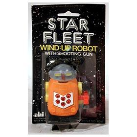 1978, Star Fleet Wind-Up Robot w/Shooting Gun on Original Card