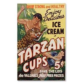 1934 Uncut Sheet of Tarzan Ice Cream Cup, Store Posters