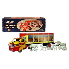 1956 Marx Hauler & Livestock Trailer Truck with Animals in Original Box
