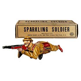1937 Marx, Mechanical Sparkling Soldier in Original Box