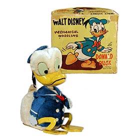 c.1950's Linemar, Walt Disney Mechanical Waddling Donald Duck in Original Box