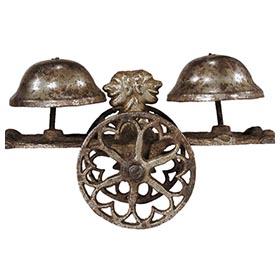 c.1880 Gong Bell Mfg. Co., Double Headed Cast Iron Bell Ringer