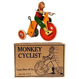 1933 Marx, Mechanical Monkey Cyclist in Original Box