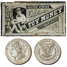 1889 Milton Bradley, U.S. Educational Toy Money in Original Box