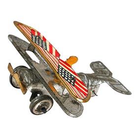 c.1925 Kuramochi, Tin Litho Biplane Penny Toy