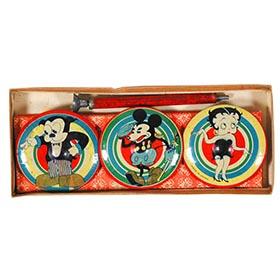 1931 Japan, Mickey Mouse, Betty Boop, & Bimbo; Flower Tops in Original Box