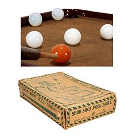 1922 Henry Katz & Co., Shur Shot Pool Table in Original Box