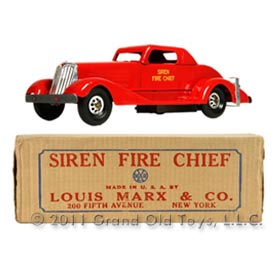 1935 Marx Siren Fire Chief Car In Original Box