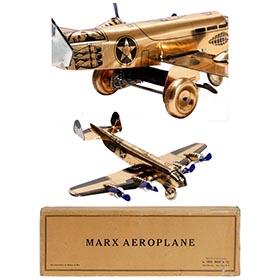 c.1938 Marx, Copper Bomber Aeroplane in Original Box