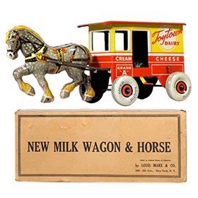 1938 Marx, Toytown Dairy Milk Wagon & Horse in Original Box