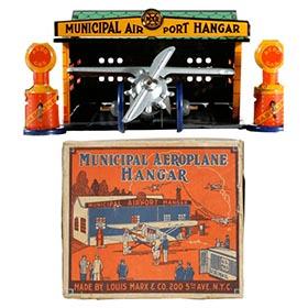 1929 Marx, Municipal Aeroplane Hangar in Original Box