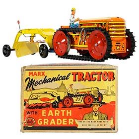 1950 Marx Mechanical Tractor with Earth Grader in Original Box