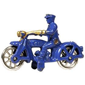 c.1933 Hubley, Cast Iron Blue and Gold Motorcycle Cop
