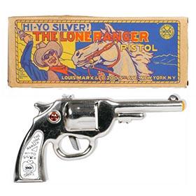c.1946 Marx, The Lone Ranger Clicker Pistol in Original Box