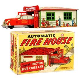 c.1949 Marx, Automatic Fire House in Original Box