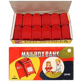 c.1960 Linemar Set of 12 U.S. Mail Box Banks in Original Box
