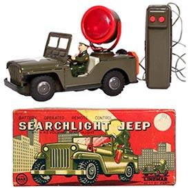 c.1955 Linemar, Searchlight Jeep Original Box