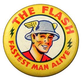 1942 The Flash, Fastest Man Alive Golden-Age Tin Button