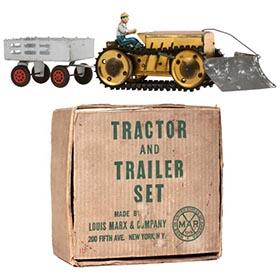 1939 Marx Tractor, Trailer & V-Shaped Plow Set in Original Box