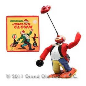 c.1956 TPS Mechanical Juggling Clown In Original Box