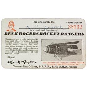 1944 Buck Rogers Rocket Rangers Membership Card