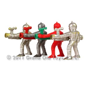 c.1952 Selcol England 4 Space Figures with Bazookas