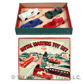 c.1947 Metal Masters 4pc Toy Set In Original Box