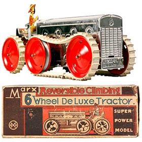 1931 Marx, Reversible Climbing 6-Wheel Tractor in Original Box
