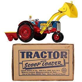 1952 Marx Tractor with Scoop Loader in Original Box