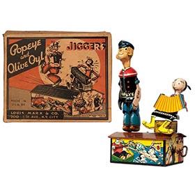 1936 Marx, Popeye & Olive Oyl Jiggers in Original Box