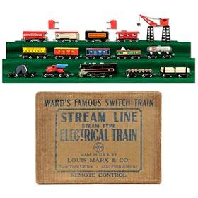 1942 Marx, Montgomery Ward Switch Train Set in Original Box