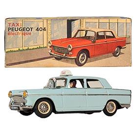c.1960 Joustra, Battery Operated Peugeot 404 Taxi Sedan in Original Box