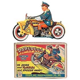 1933 Unique Art, Daredevil Motor Cop in Original Box