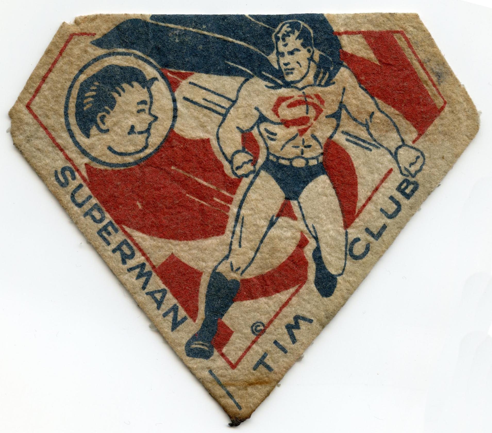 1940's Superman-Tim Club, Large Felt Patch