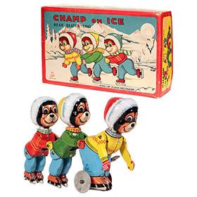 c.1960 TPS Champ On Ice (Bear Skater Trio) in Original Box
