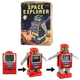 c.1959 Yonezawa, Batt. Op. (TV) Space Explorer Robot in Original Box