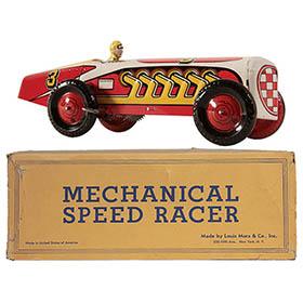 c.1947 Marx Mechanical (Boat Tail) Speed Racer #3 in Original Box