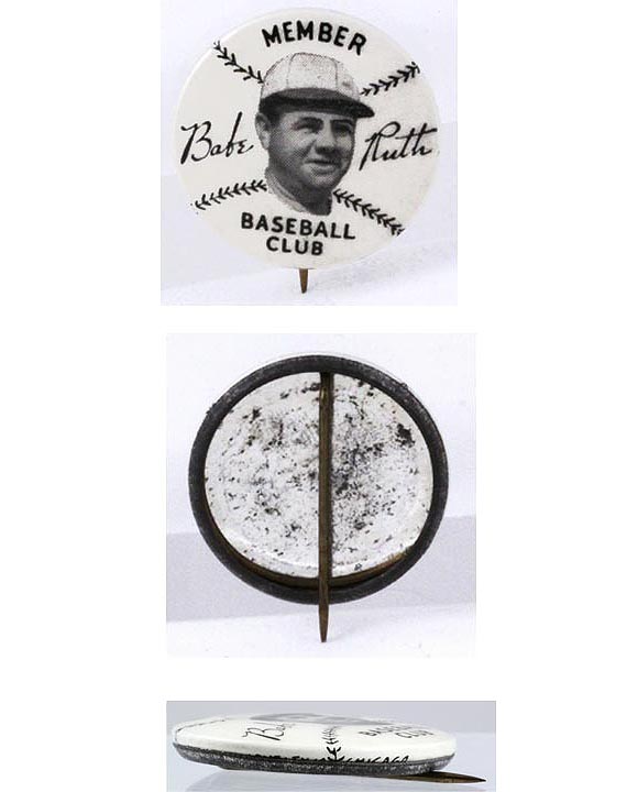1934 Babe Ruth Quaker Cereals Baseball Club Cello Pin