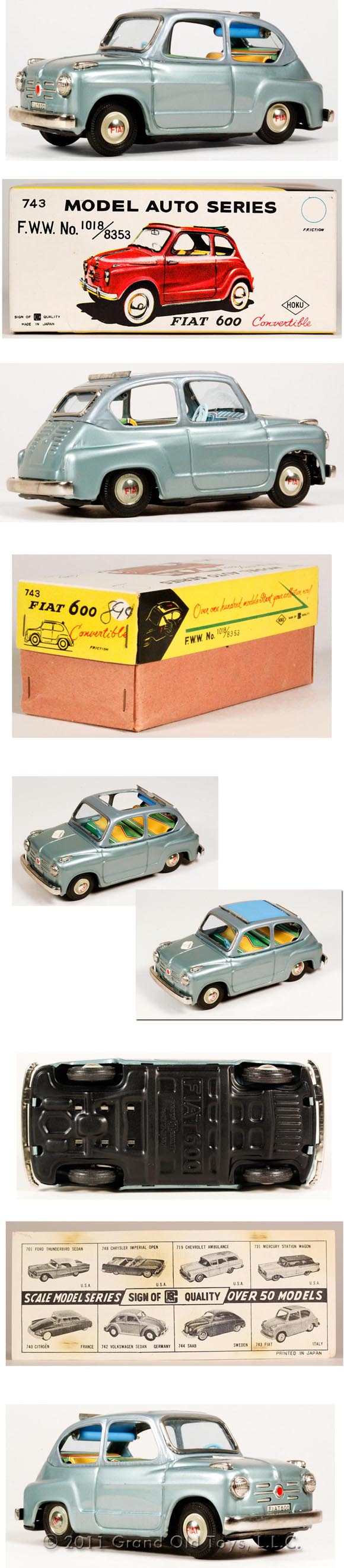 c.1959 Bandai Fiat 600 Convertible In Original Box