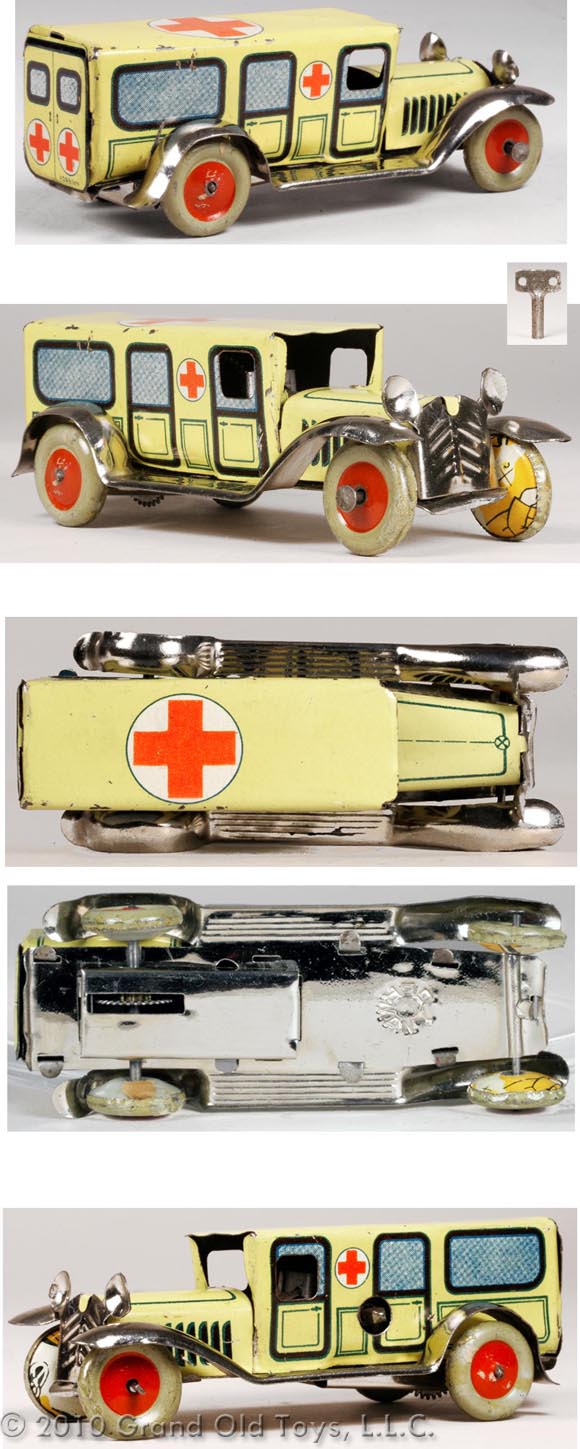 c.1930 Distler Clockwork Tinplate Red Cross Ambulance