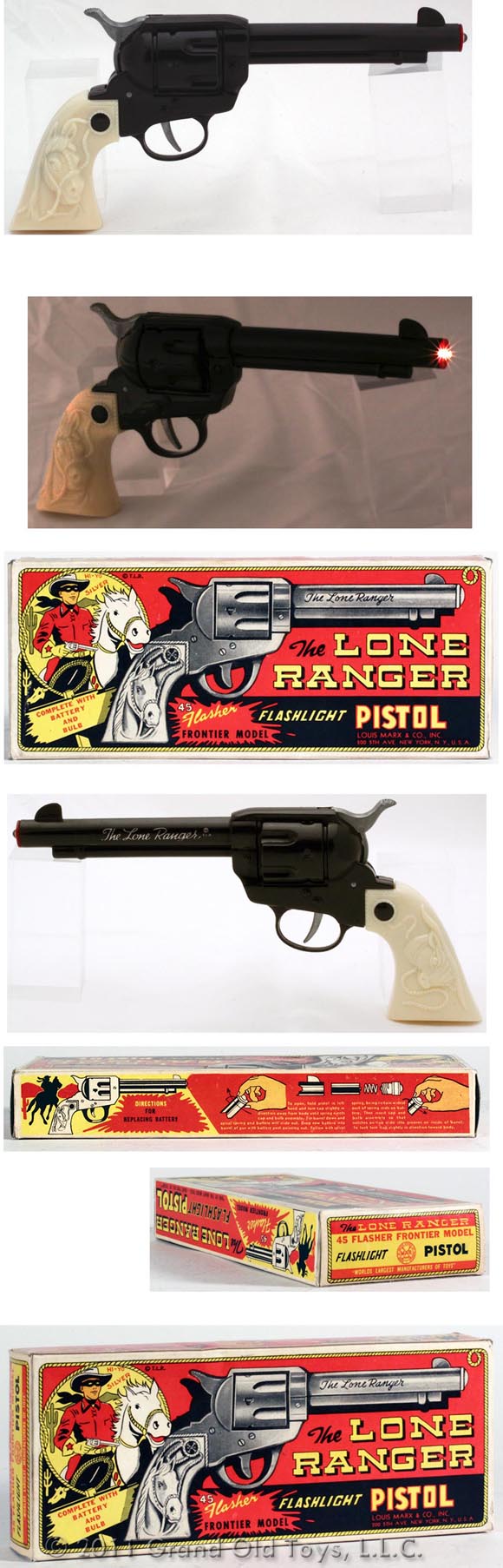 c.1955 Marx Lone Ranger Flashlight Pistol In Original Box