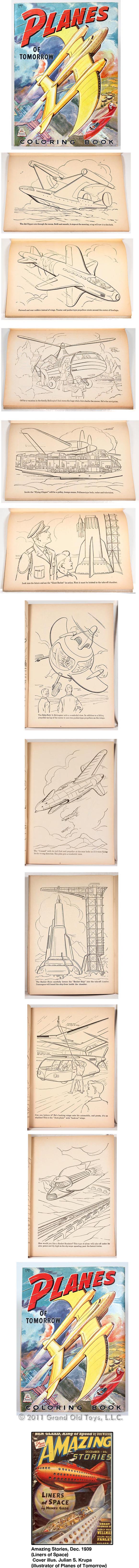 1944 Planes Of Tomorrow Coloring Book, Merrill Pubications