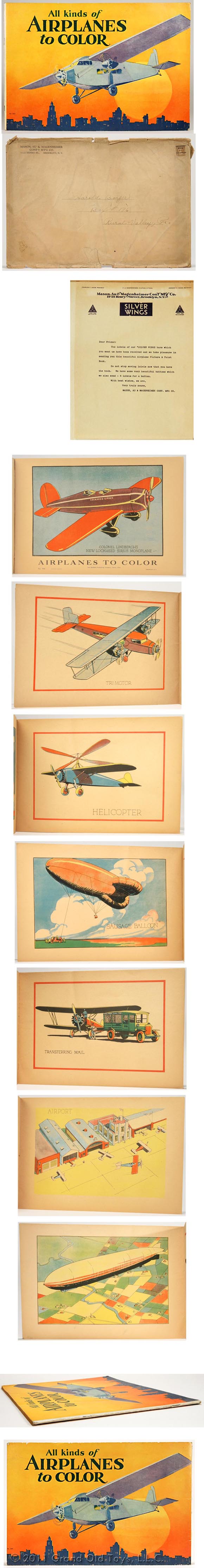 1930 Saalfield, 24pg All Kinds Of Airplanes To Color